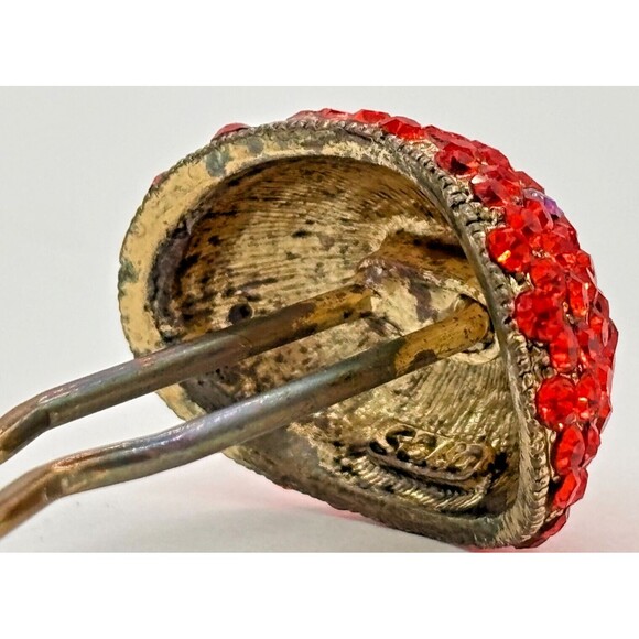 Vintage SOHO Signed‎ Hair Stick Red Crystal Mushroom Jewelry Gold Tone Metal HTF - Picture 13 of 16